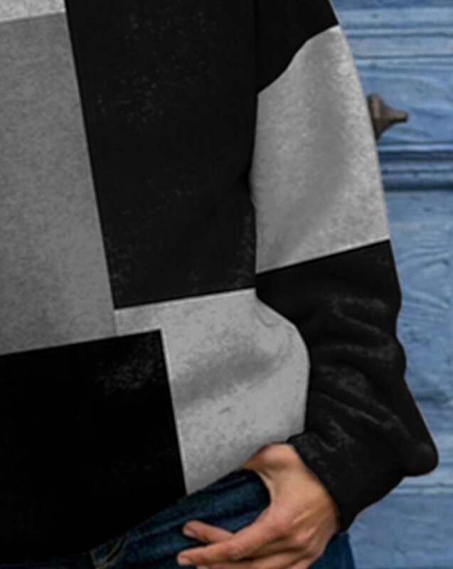 女性用スウェットシャツ,ラウンドカラー,長袖,スポーティなスタイル,幾何学模様,秋冬,2023