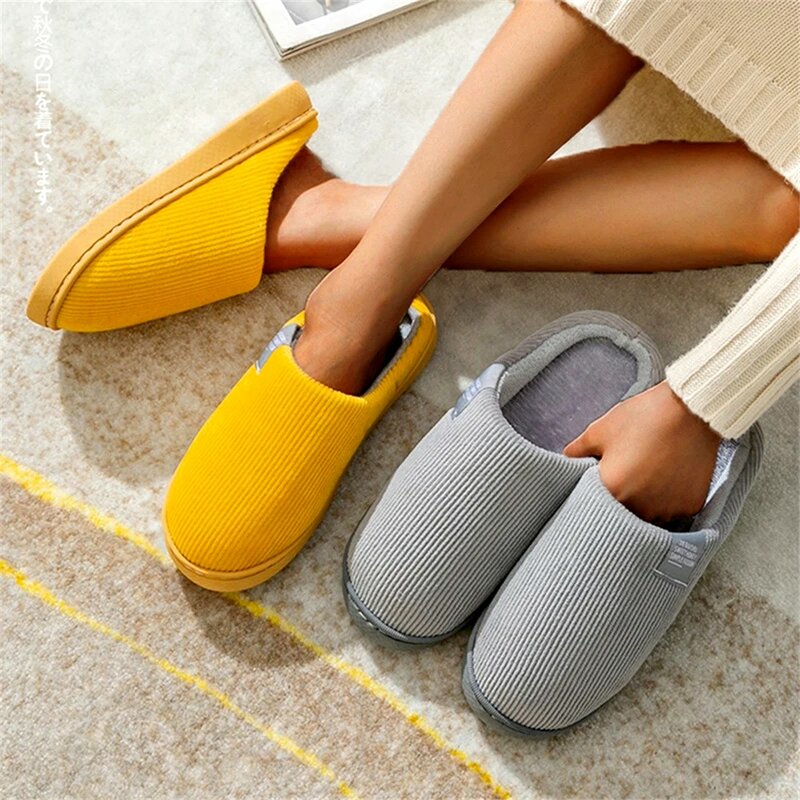 Fashion New Couple Winter Warm Plush Slippers Non-slip Soft Sole Slides Men Women Indoor Floor Mule Ladies' Home Cotton Shoes