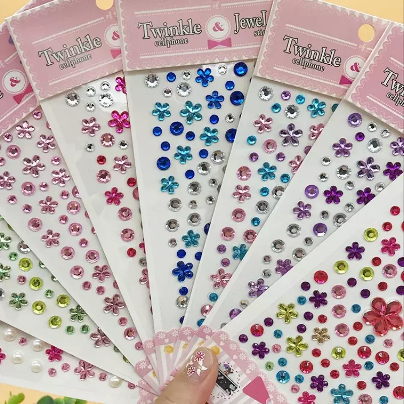 Rhinestone Crystal Face Stickers Diamond Face Makeup DIY Decoration Disposable Acrylic Tattoo Stickers Drill Phone Eyes Sticker