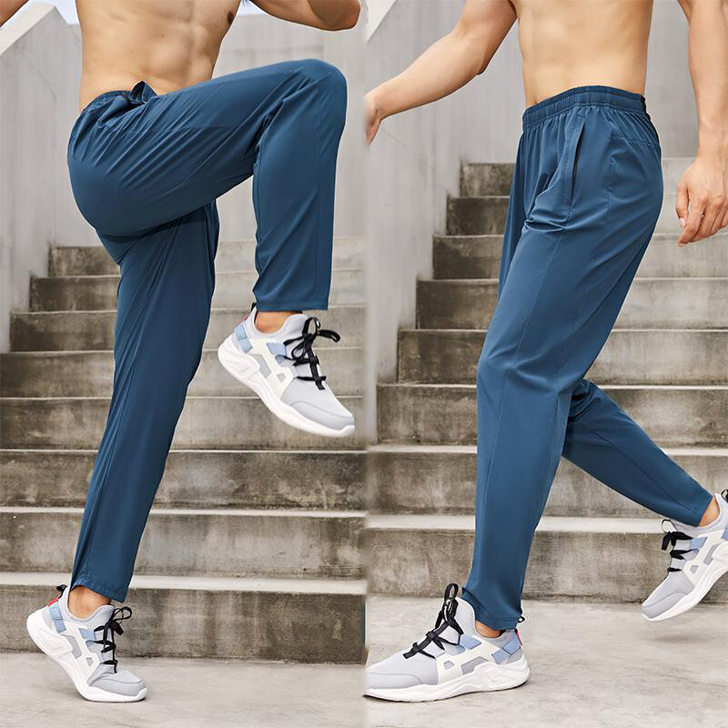 Mens Sport Pant Zipper Pockets Elastic Running Jogging Sweatpants Casual Outdoor Slim Comfortable Training Gym Fitness Trousers