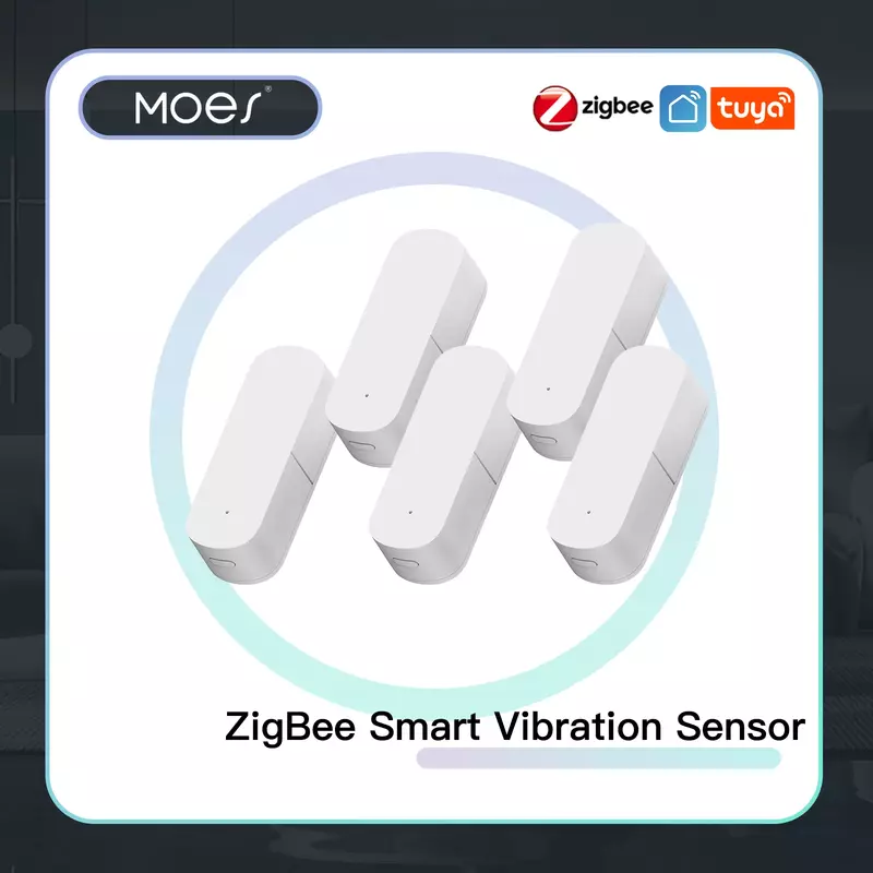 MOES Zigbee-Sensor de vibración inteligente, Notificación por aplicación Tuya Smart Life, alarma de choque de movimiento en tiempo Real, registro de historial
