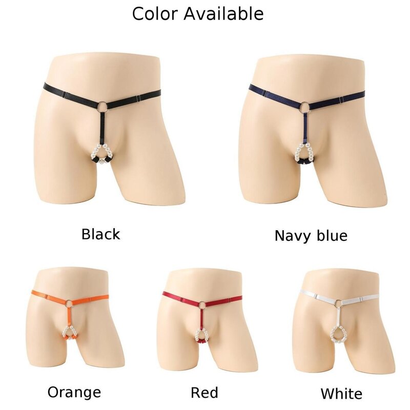 Sexy Mens G-strings Thongs Pearls O-ring Beaded Jockstrap Underwear Sissy Briefs Strap Nightwear Uniform Erotic Lingerie Panties
