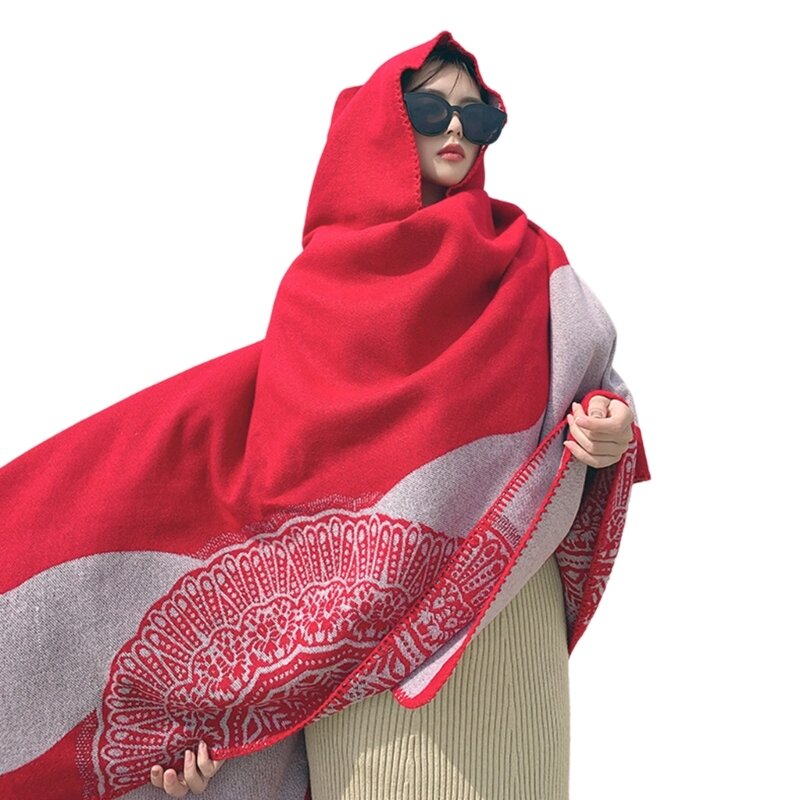Женская накидка-пончо с капюшоном, богемный свитер с геометрическим цветочным принтом, накидка, шаль, кардиган с открытой одеяло