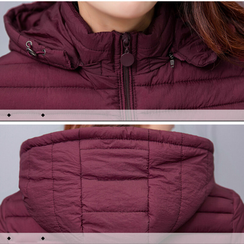 Jacket Women Ultra-light Thin Down Cotton Coat 2022 Autumn Winter Slim Hooded Warm Outerwear Female Jacket Cotton Padded Parka