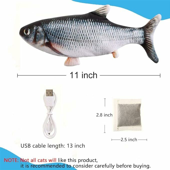 Rechargeable Electric Baby Sleeping Fish Toy Interactive Floppy Fish Cat Toy Auto Flopping USB Wiggle Plush Toy for Baby and Cat