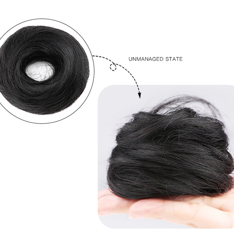 Synthetic Women's Hair Buns Curly  Donut Roller Bun Wig Claw Clip In Hairpiece Hair Ring Wrap On Messy Bun