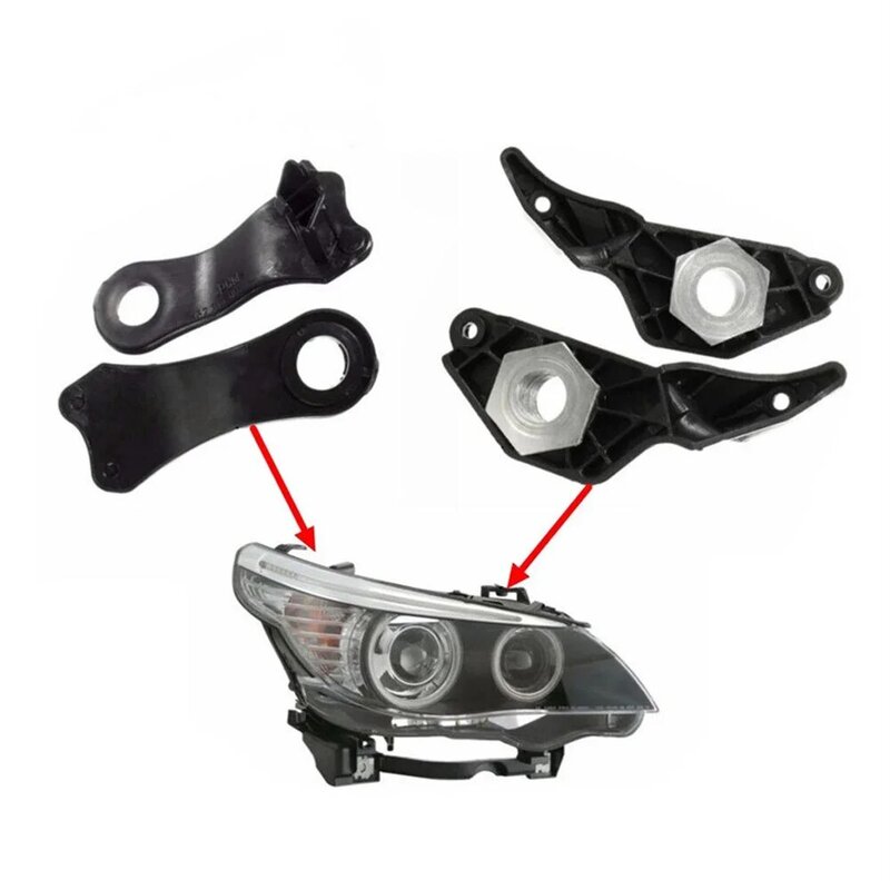 プラスチックおよび金属製のヘッドライトブラケットセット,ヘッドライト修理,左右,63126941478, 63126949633, 4個