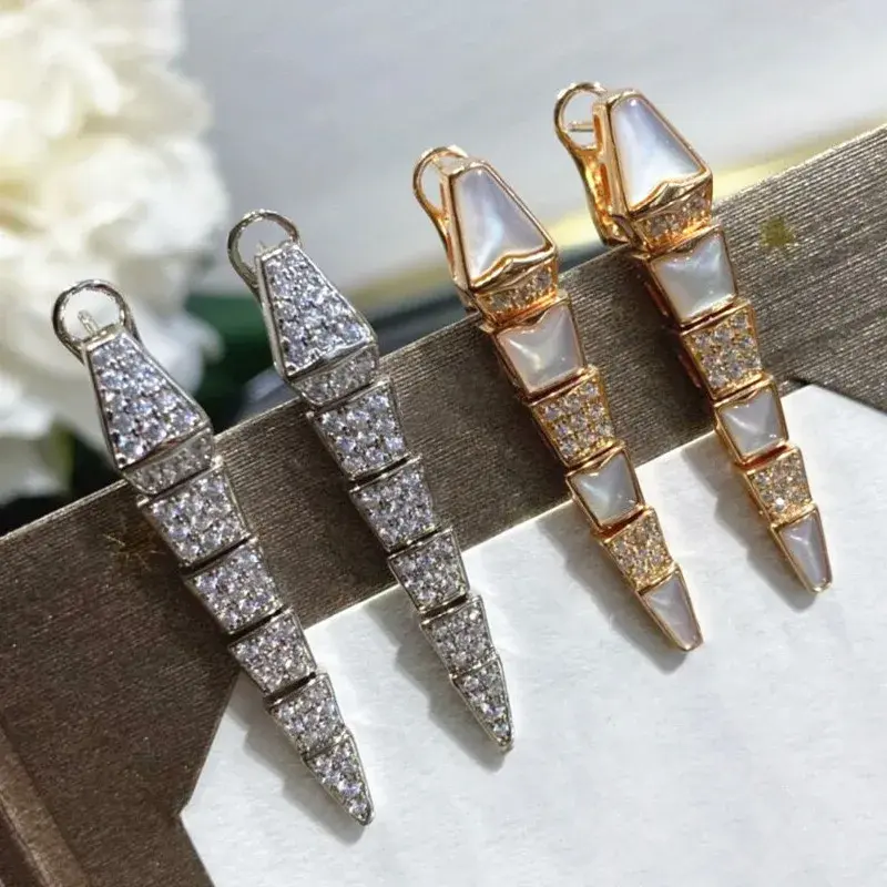 Nowy luksusowy design 925 srebro aktywność kolczyki z kości węża dla kobiet szlachetna marka modowa biżuteria Party prezenty