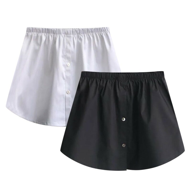 Women 2PC Short Skirt Solid Colour Outer Sweatshirt Layered Bottom Skirts Versatile Large Size Elastic Waist Half Body Skirts