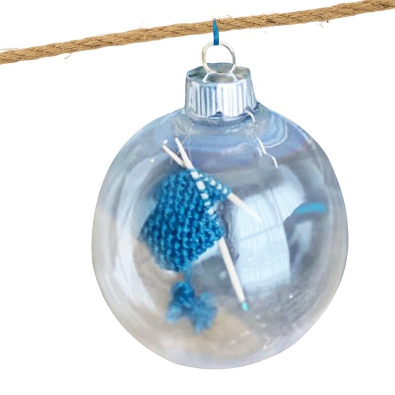 Tricô e Crochet ornamento decorativo bola com pendurado Hoop, Natal Party, Inverno