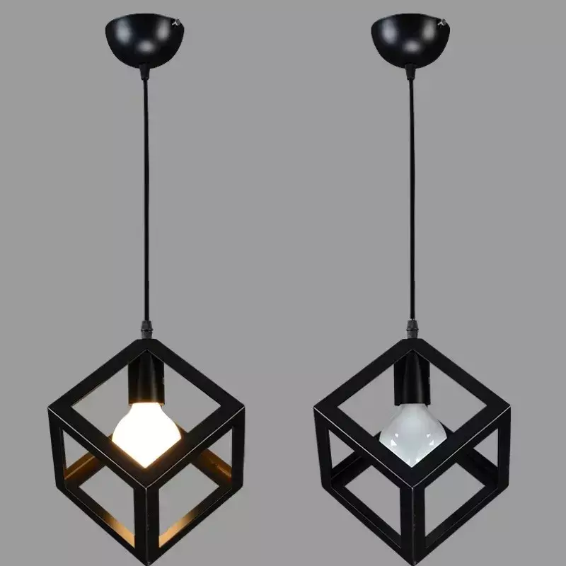 Nordic Industrial Style Geometric Iron Light Fixture American Retro Creative Personalized Restaurant Single Head Pendant Lamp