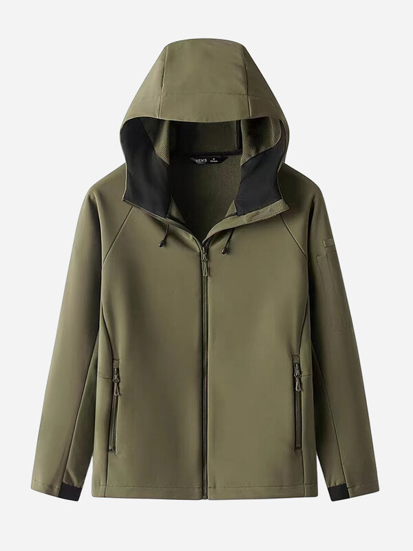 남성용 야외 방수 양털 안감 재킷, 따뜻한 후드 바람막이, 플러스 사이즈 캐주얼 소프트쉘 코트, 2023 가을 겨울 신상