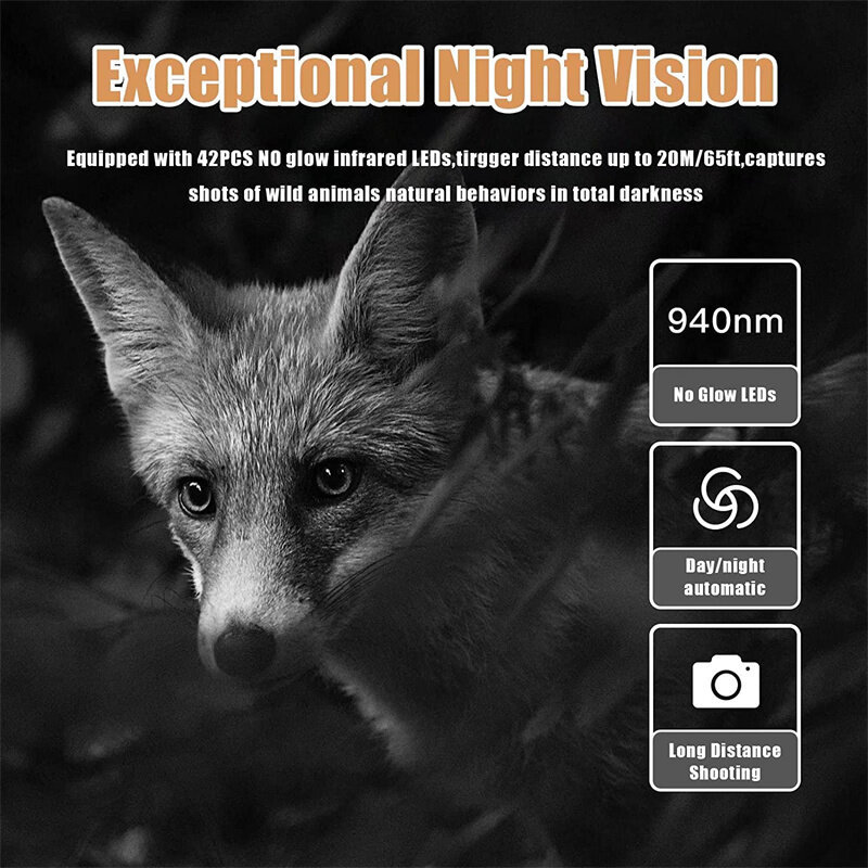 Wildlife Trail Camera Wireless Hunting Cameras HC812A 36MP4K 940NM IR Night Vision PhotoTraps Tracking Cam Surveillance