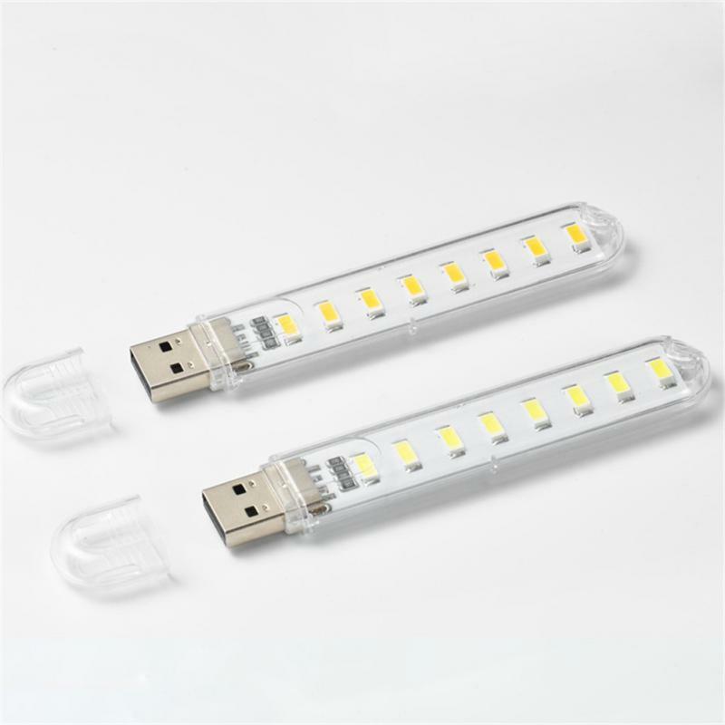 Mini Lámpara de lectura portátil con USB, 3LED, 8LED, DC5V, ultrabrillante, para banco de energía, PC, portátil y Notebook