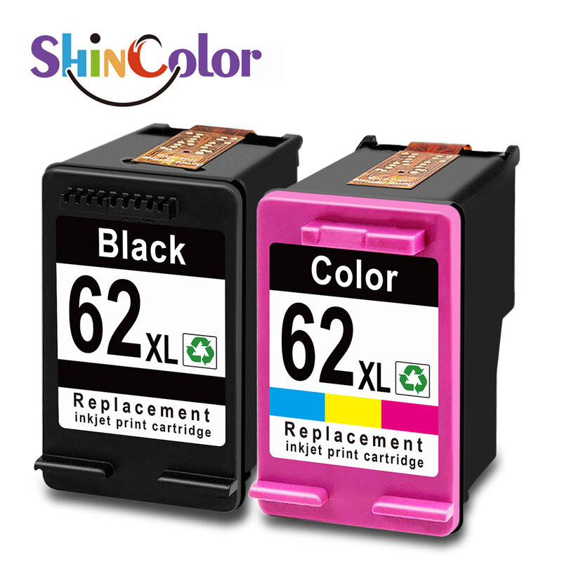 Cartucho de tinta ShinColor para impressora HP 62XL, alto rendimento para HP Envy 5540 5640 5740 7640 5646 5541 5742 5745 200, 62 XL