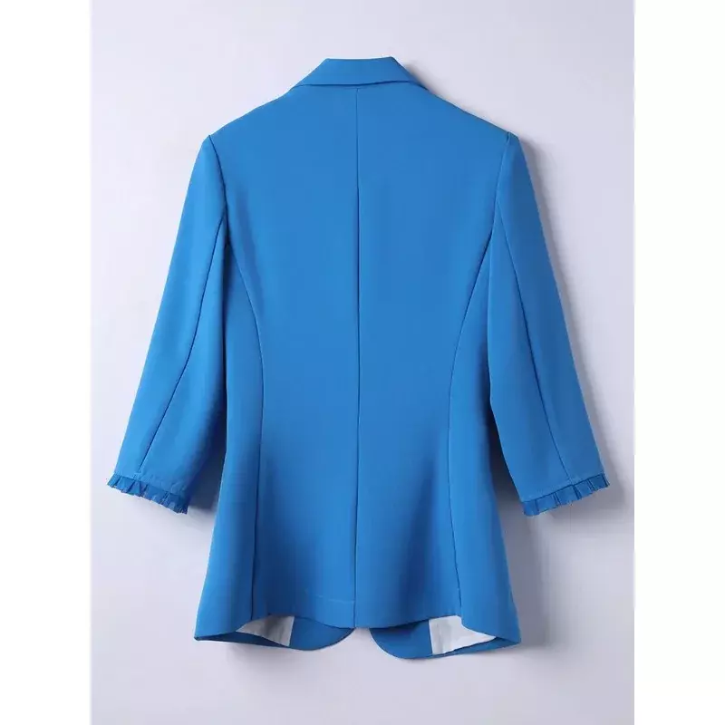 Mode Büro Damen formelle Blazer Frauen weiß blau solide Dreiviertel ärmel weibliche Jacke für den Frühling Sommer