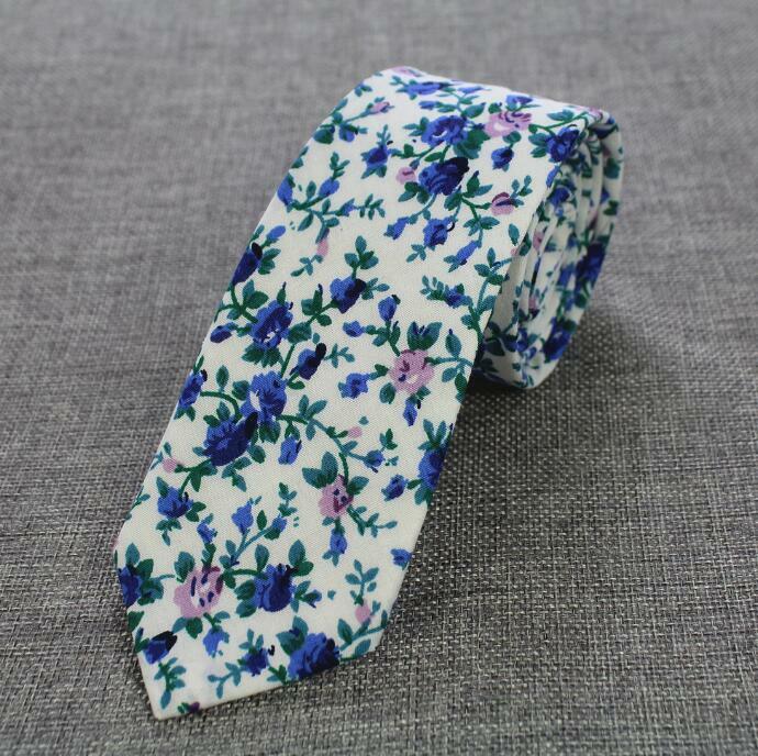Corbata de flores de algodón de 6cm para boda, fiesta, regalo, oficina, negocios, clásica, delgada, informal, accesorios, corbata