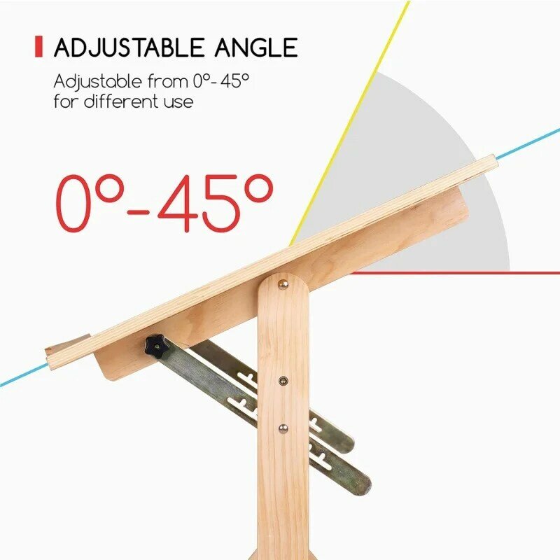 MEEDEN Solid Wood Drafting Table, Artist Drawing Desk, Writing Desk Studio Desk, Art Craft Table with Adjustable Height and Tilt