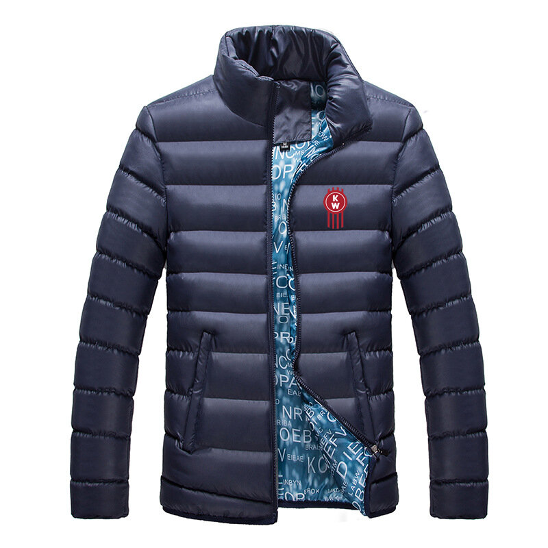 Новинка 2023, однотонная мужская пуховая куртка Kenworth на молнии с принтом логотипа на заказ, хлопковая теплая утепленная Повседневная зимняя мужская уличная одежда