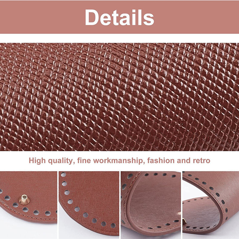 New 22*10cm Long Bottom for Knitted Bag PU leather Bag Base Handmade Bottom With Holes DIY Crochet Bag Bottom accessories 2023