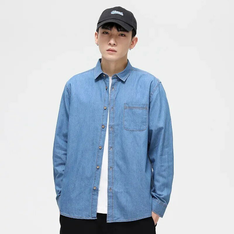 new arrival fashion Spring and summer all-cotton denim men's casual shirt plus size S L XL 2XL 3XL 4XL