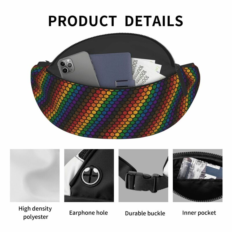 Riñonera con estampado de arcoíris para hombre y mujer, bolso de cintura LGBTQ Pride, informal, de viaje