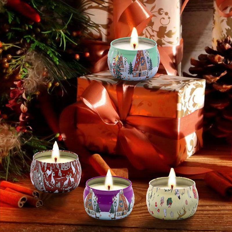 Ароматические свечи, подарочный набор, маленькие свечи в комплекте с небольшим количеством, 4 шт. Ароматических Свечей с долговечным и декоративным дизайном