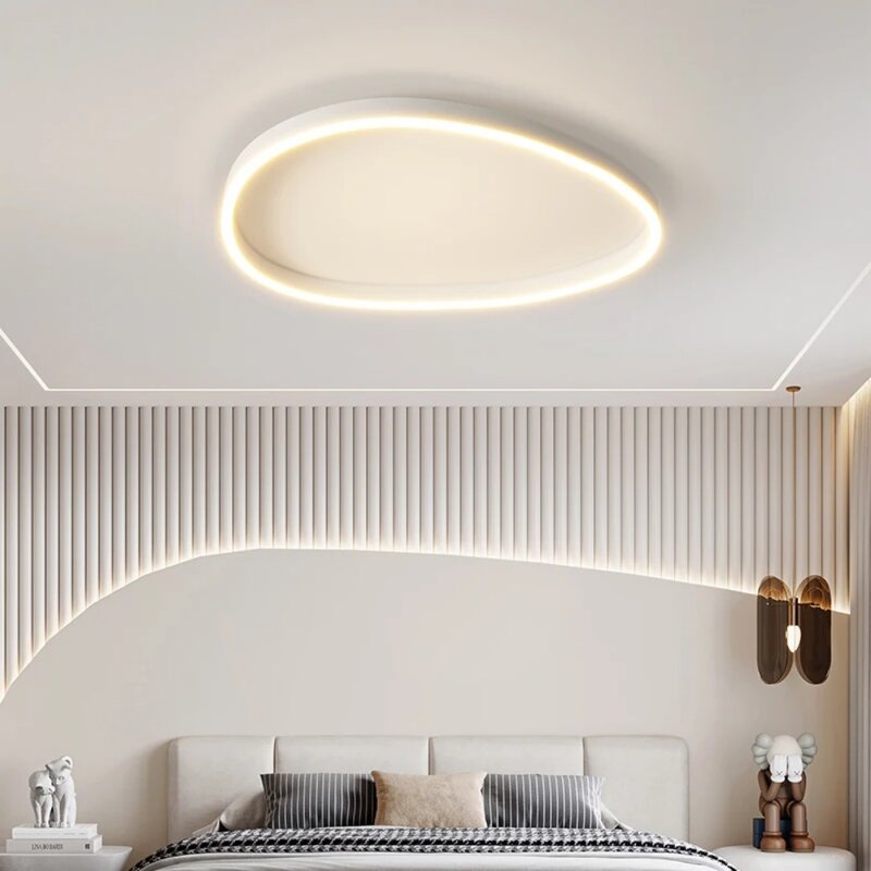 โคมไฟระย้าแอลอีดีติดเพดาน lampu penerangan rumah สำหรับห้องรับแขกห้องนอนโคมไฟสีดำและสีขาว