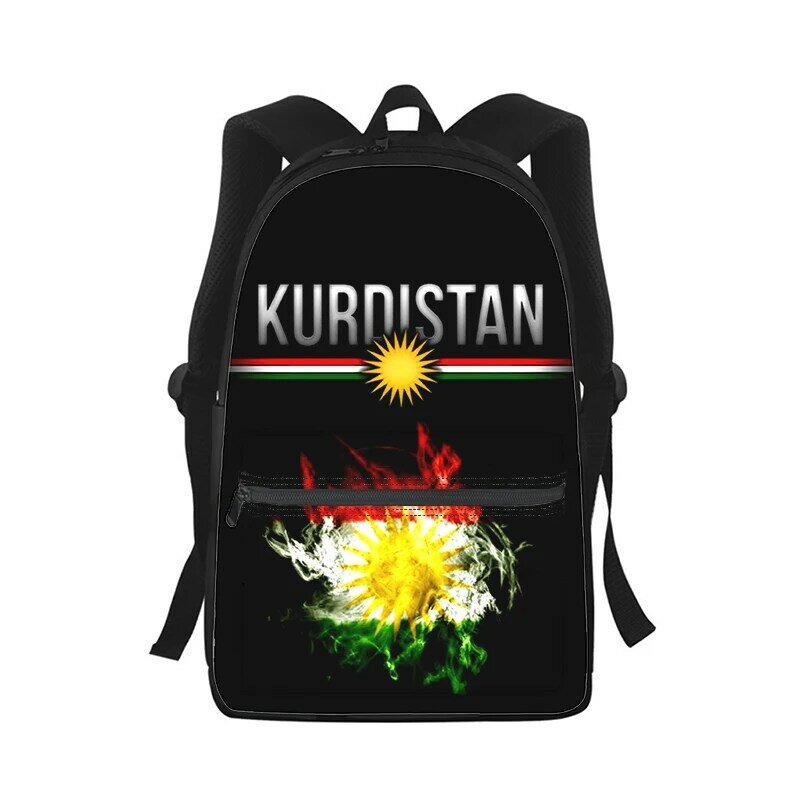 Рюкзак Kurdistan с флагом для мужчин и женщин, модная школьная сумка с 3D принтом для студентов, детский дорожный ранец на ремне