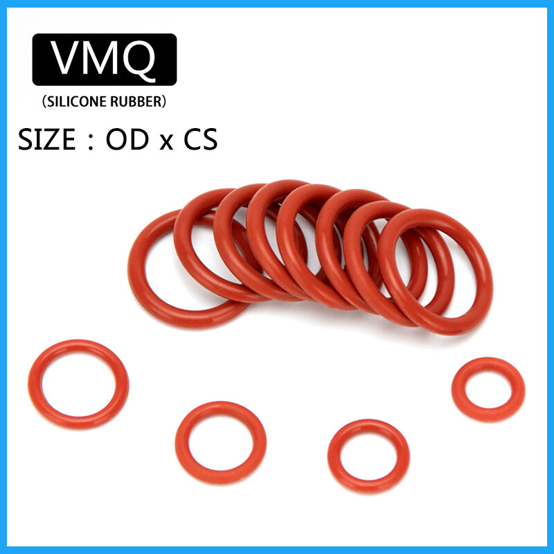 150 pces vmq silicone de alta pressão de vedação o-rings vermelho od 6mm-30mm cs 1.5mm 1.9mm 2.4mm 3.1mm junta substituições sortimento kit