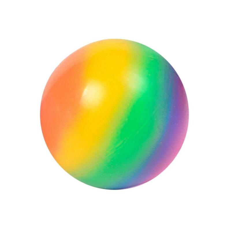 1 buah bola stres pelangi warna-warni busa lembut TPR Remas bola penghilang stres mainan untuk anak-anak dewasa mainan lucu W5J6