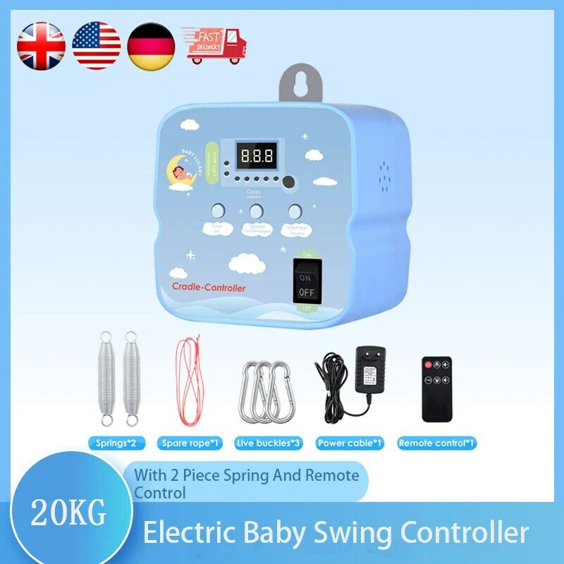 Electric Baby Swing Controller with Adjustable Timer, 2-Piece Spring, Remote Control, Up to 20 kg