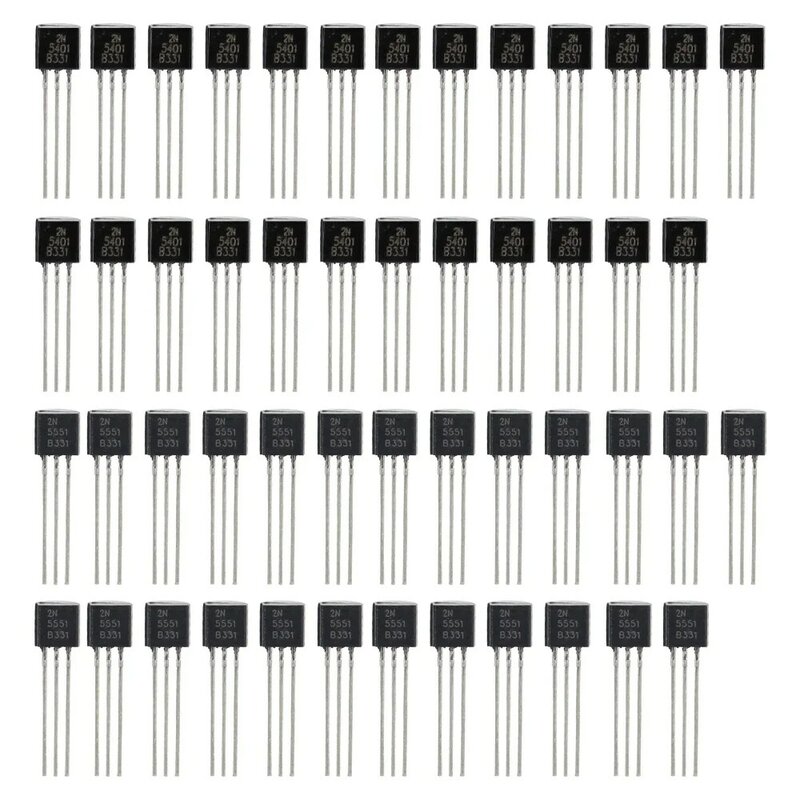 ترانزستور ثلاثي ، 2N3904 ، 2N2222 ، إلى-92 ، 2N2907 ، 2N3906 ، 2N5401 ، 2N5551 ، A1015 ، NPN ، 50 طقم
