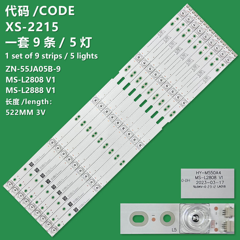 Light Strip aplicável a Sharp 55R HY-M550A4 ZN-55JA05B-9 81115 V3.0-0H MS-L2808