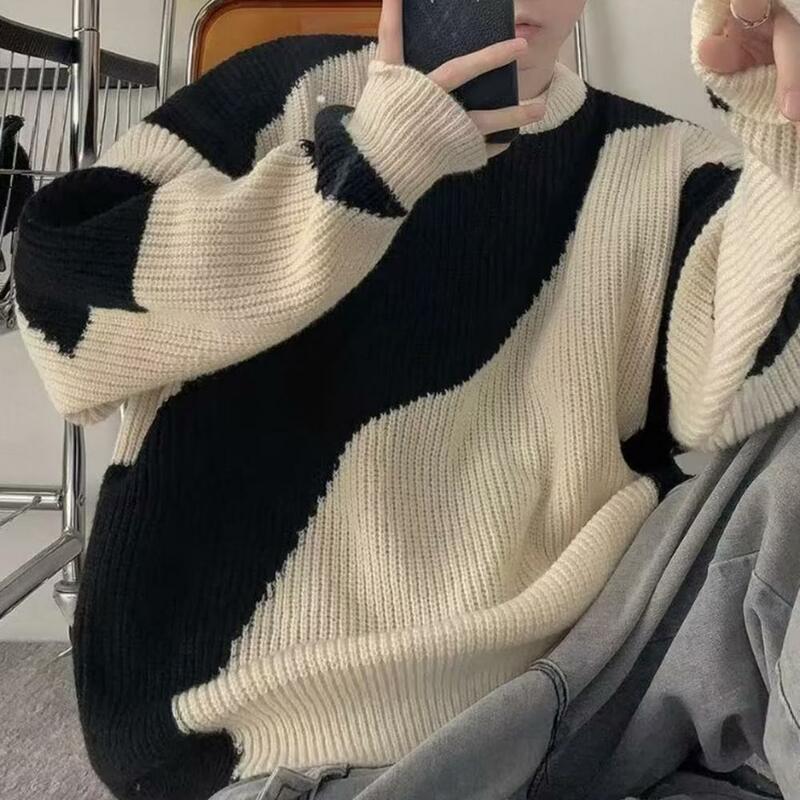 Американский зимний теплый вязаный свитер, модная Корейская Персонализированная уличная парная простая утолщенная Спортивная толстовка с длинным рукавом
