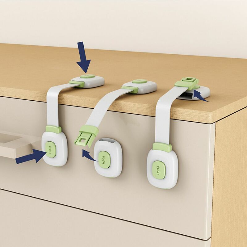 2pcs/Set Double Buckle Firm Adjustable Kids Refrigerator Door Locks Cabinet Locks Baby Safety Locks Child Protection Equipment