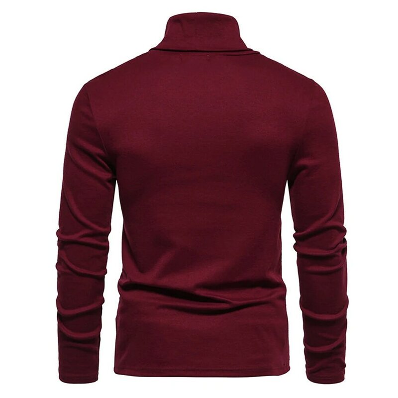 Camiseta masculina de gola alta cor sólida, top confortável durável de lã, moda confortável, quente, novo estilo, 1pc