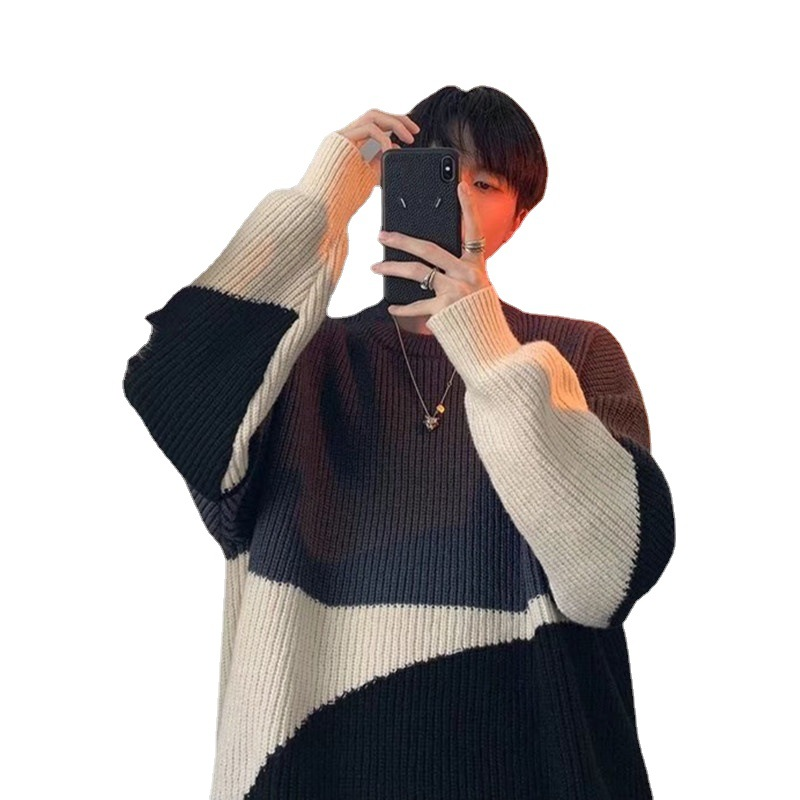 Свитер мужской Универсальный с круглым вырезом, Свободный пуловер с длинным рукавом, в японском стиле, зимняя одежда