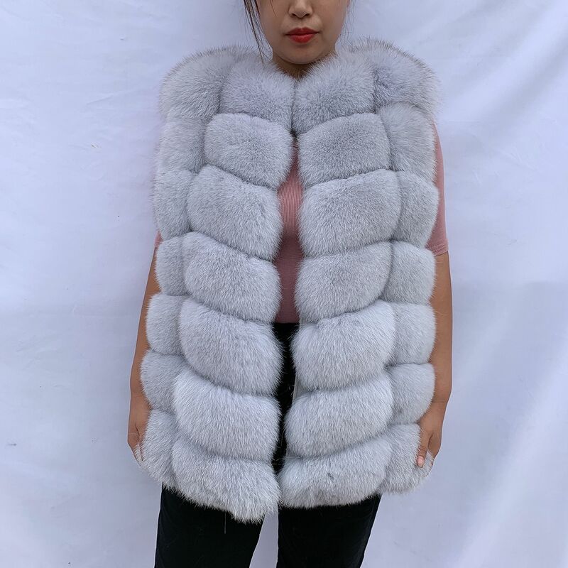 Colete de pele de raposa natural feminino, casaco quente, casaco de pele genuíno, feito de pele real, senhoras, inverno, outono
