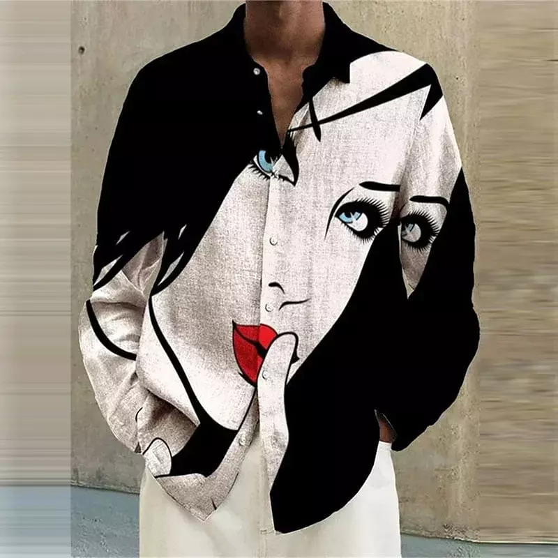Men's shirt fashion casual graffiti abstract street outdoor prom quality material soft and comfortable 2023 new