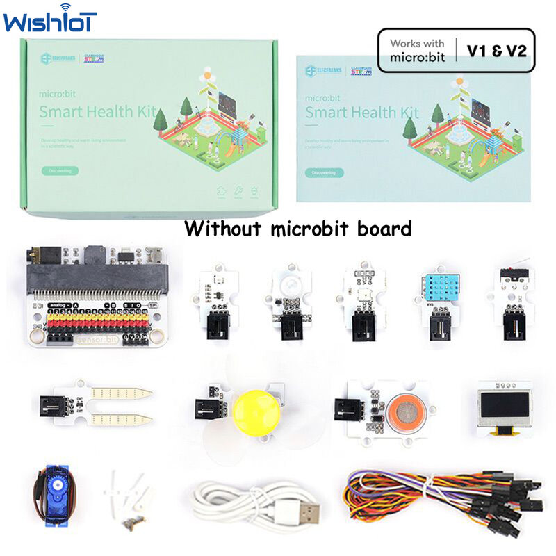 Kit de santé intelligent Micro:bit pour enfants, capteur UV analogique, capteur PIR, servo 180 °, pigments de codage, classe d'apprentissage, fuchsia