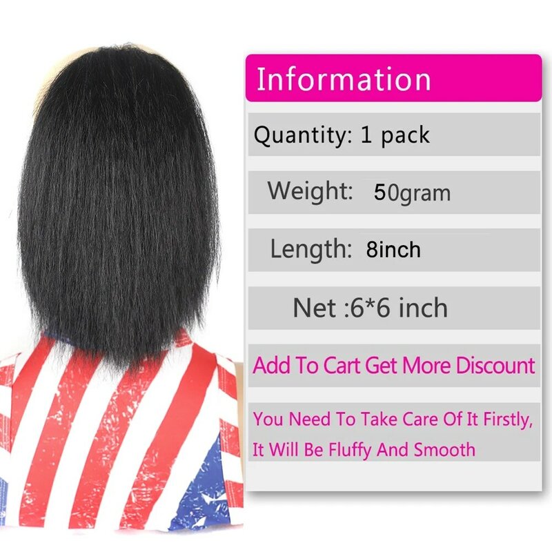 Synthetic Short Kinky Straight Drawstring Ponytail for Women Clip in Hair Extension Fake Black Hairpiece Natural Looking