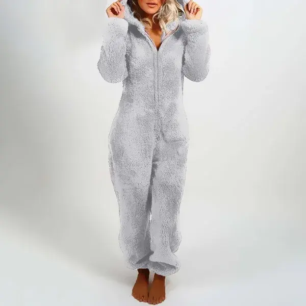 Onesies-Conjunto de pijama de lana para mujer, ropa de dormir de talla grande, con capucha, cálida, para invierno, S-5XL