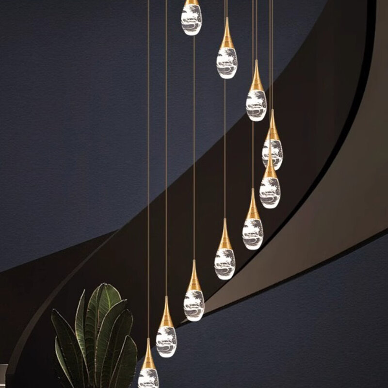 Candelabro de cristal para decoración del hogar, lámpara colgante para escalera, luces colgantes para sala de estar, iluminación interior