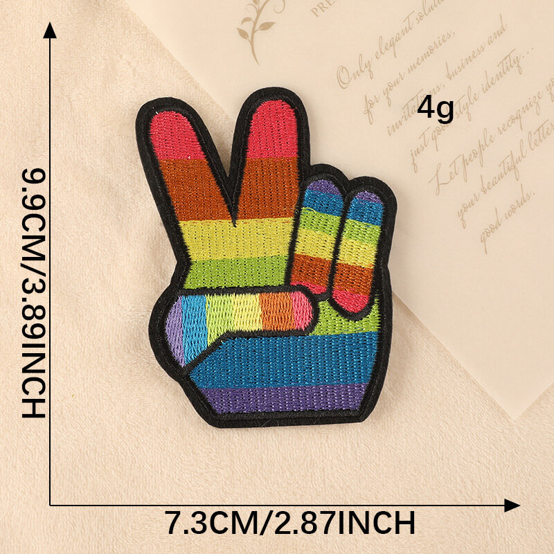 Desenhos animados Palm Finger Embroidery Badge, Costurar adesivo, Patch DIY adesivo, Etiqueta de calor de tecido para pano, Jeans, jaqueta, bolsa, quente, 2024