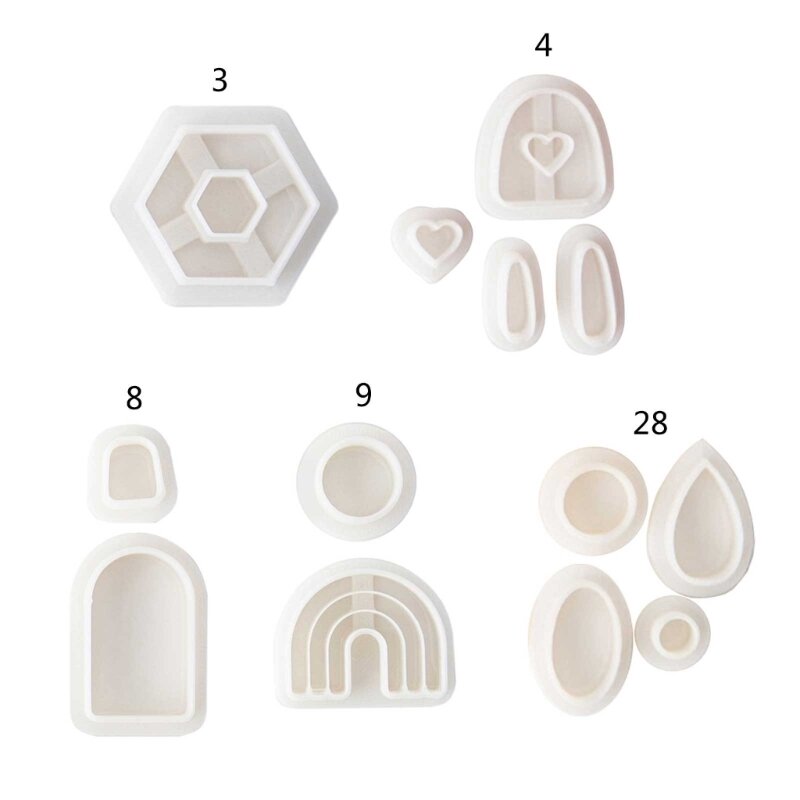 Forma geométrica cerâmica macia cortador de argila brincos ocos corte molde plástico argila brinco cortador para fazer jóias pingente