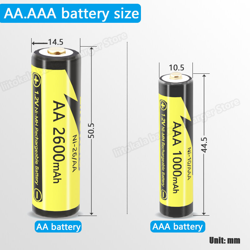 1-16 шт., перезаряжаемые батарейки AA 1,2 в AA 2600 мАч