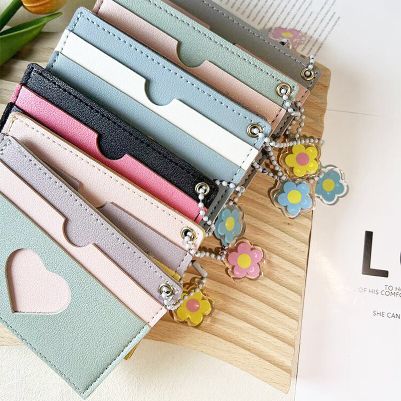 Custom Name Lovely Card Wallet PU Leather Luxury Cute Fashion Card Holder Girls Casual Heart Slim Woman Portable Card Bag Gift