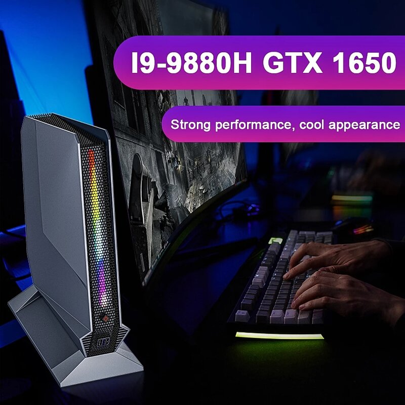 2022 Mini komputer do gier i9 9880H i7 9750H Nvidia GTX 1650 4G 2xDDR4 2xM.2 komputer dla graczy pulpit minikomputer elektryczne podnoszenie szyb 11 10 4K UHD 2xHDMI