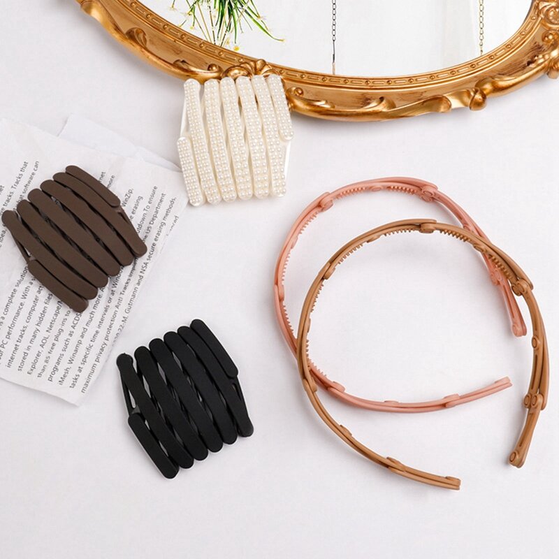Foldable Plastic Hairbands Multi-Function Headdress for Women Portable Head Band Girl Make Up Hair Hoop Hair Accessories